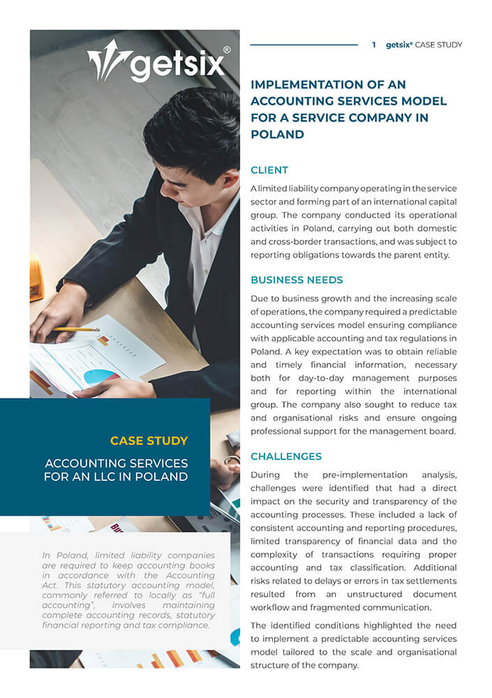 Implementation of an accounting services model for a service company in Poland