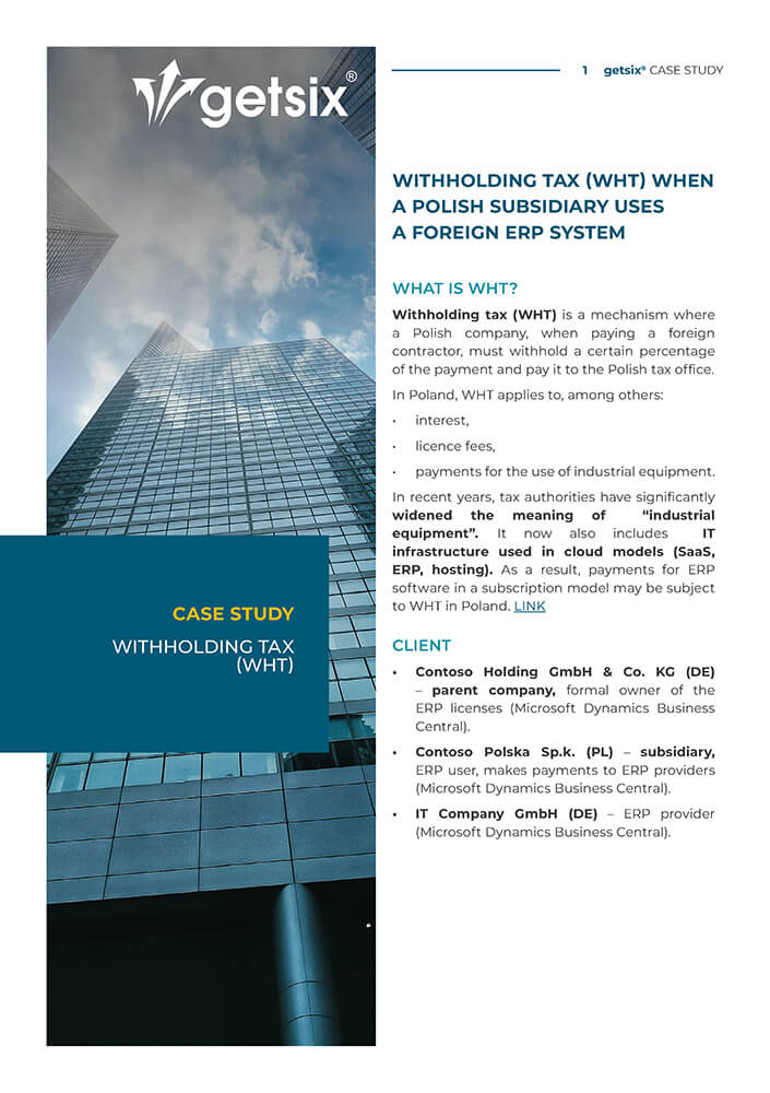 Withholding Tax (WHT) when a Polish subsidiary uses a foreign ERP system